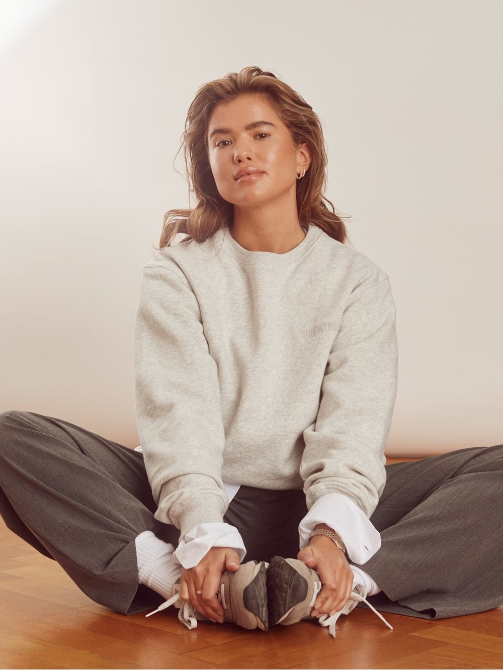 Djerf Avenue Light Gray Crewneck Sweatshirt
